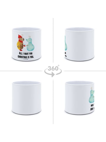 Mr. & Mrs. Panda Übertopf Nachtfalter Schneemann mit Spruch in Weiß