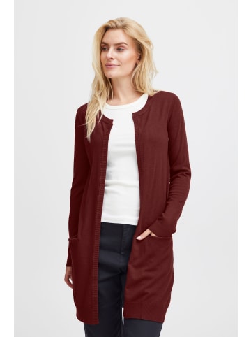 PULZ Jeans Strickjacke PZSARA - 50203258  Lange Strickjacke mit Tacshen in Rot
