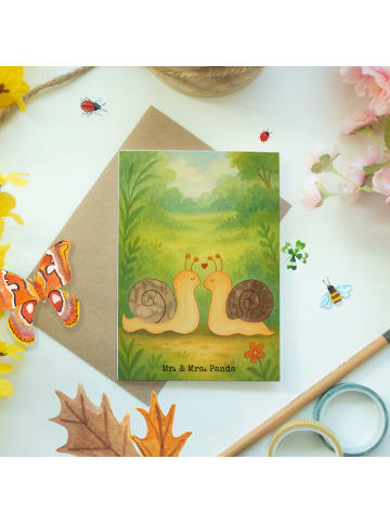 Mr. & Mrs. Panda Glückwunschkarte Schnecken Liebe Design ohne Sp... in Weiß