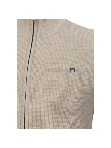 Gant Strickjacke Micro Textured Cotton Zip in beige