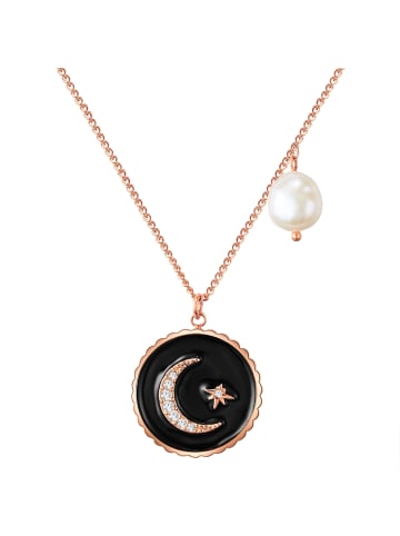 Valero Pearls Halskette Mond Edelstahl Preciosa Süßwasser-Zuchtperle in roségold