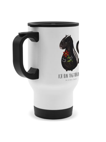 Mr. & Mrs. Panda Thermobecher Für Kaffee Stinktier Blume mit Spruch in Weiß