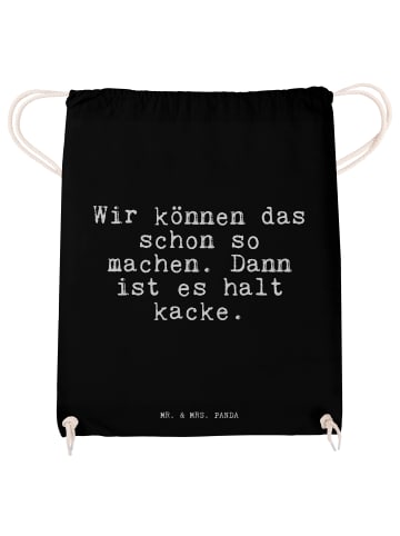 Mr. & Mrs. Panda Beutel Rucksack Wir können das schon... mit Spruch in Schwarz