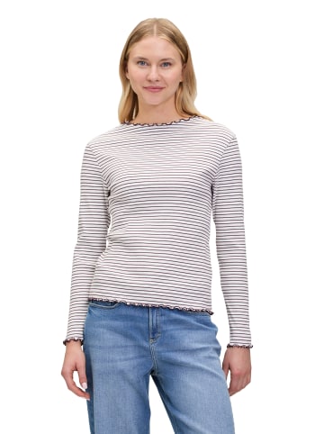 CARTOON Langarm-Shirt mit Kragen in Weiß/Violett