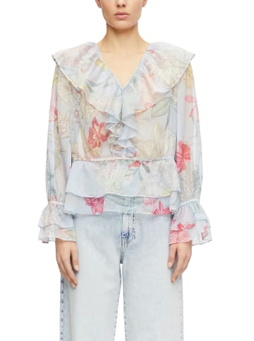 comma Bluse in hellblau mehrfarbig