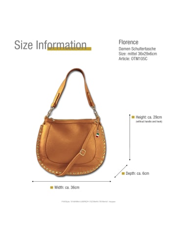 Florence Leder Schultertasche, Umhängetasche Florence Tasche tan, braun ca. 36cm