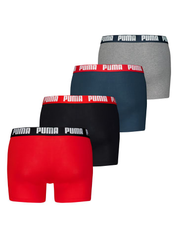 Puma Boxershort 4er Pack in Rot/Schwarz/Blau/Grau