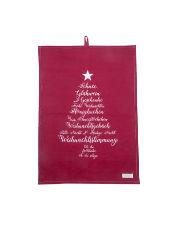 Krasilnikoff Geschirrhandtuch Christmas Words in rot