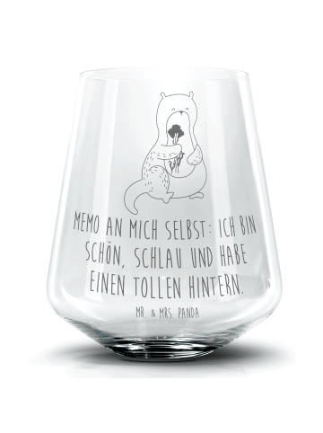 Mr. & Mrs. Panda Blümchentail Glas Otter Blumenstrauß mit Spruch in Transparent