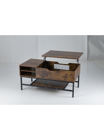 COSTWAY Couchtisch höhenverstellbar 100 x 49,5 x 47,5 cm in Braun