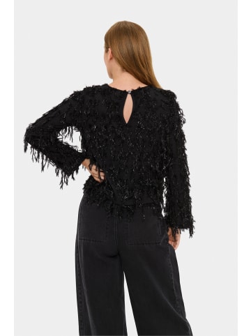SAINT TROPEZ Langarm-Bluse NinetteSZ Gerade Passform in Black