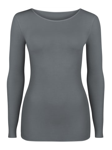 Nur Die  Longsleeve Roundneck mit Kaschmir NUR DIE x KILIAN KERNER in hellgraumelange