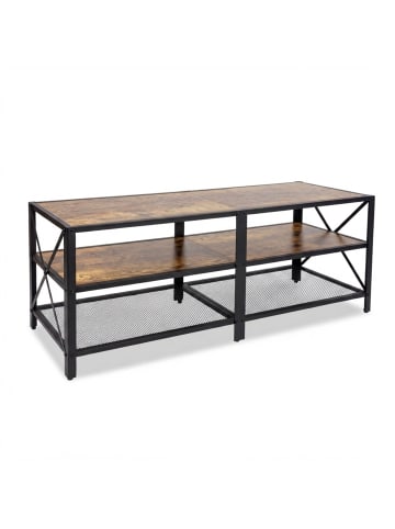 relaxdays TV-Lowboard in Braun/ Schwarz - (B)140 x (H)52 x (T)39 cm