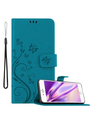 cadorabo Hülle für Apple iPhone 6 / 6S Blumen Design in FLORAL BLAU