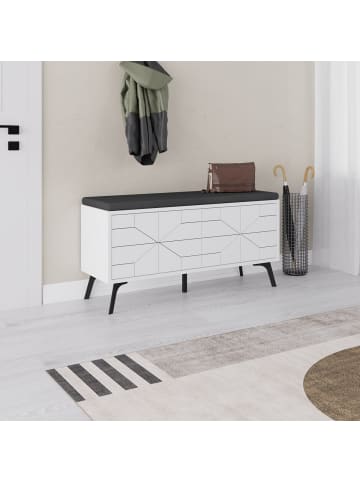 CALICOSY TV-Möbel BENCH in Weiß - (W)107  x (H)55  x (L)35 cm