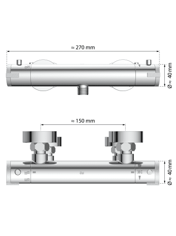 Eisl CLAUDIO Thermostat Duscharmatur, Chrom