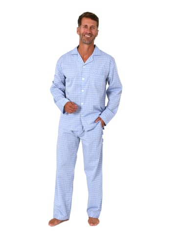 NORMANN Langarm Schlafanzug Pyjama gewebt - 88860 in hellblau
