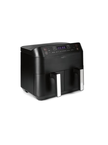 MAXXMEE Heißluft-Fritteuse Doppelkammer 7,6l 2400W schwarz/silber Schwarz