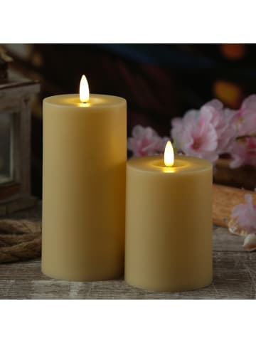 MARELIDA LED Kerze für Innen/Außen Outdoorkerze H: 17,5cm in creme