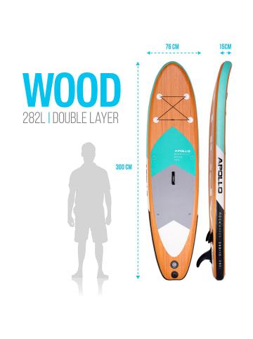 Apollo Aufblasbares Stand Up Paddle Board " SUP - Wood Mint " in holz/mint