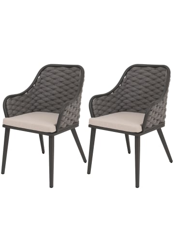 MCW 2er-Set Gartenstuhl O16, Anthrazit Kissen taupe