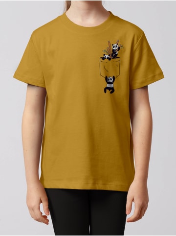 wat? Apparel T-Shirt Pocket Pandas in Ocker