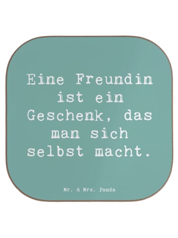 Mr. & Mrs. Panda Holzuntersetzer Spruch Geschenk Freundin mit Sp... in Meeresbrise