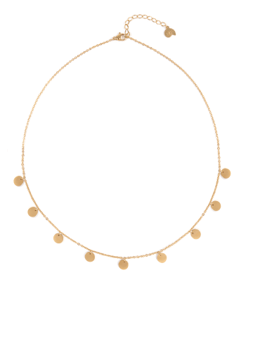 Hey Happiness Vergold. Kette Kreis Anhänger Edelstahl in Gold - (L) 49-54 cm