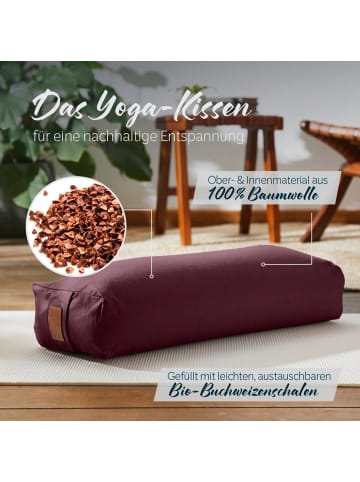 DoYourFitness Yoga-Bolster Paravati gefüllt Buchweizen braun eckig rot