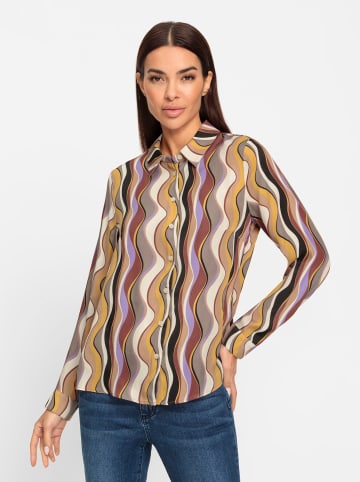 Heine Druckbluse in camel-lavendel-bedruckt