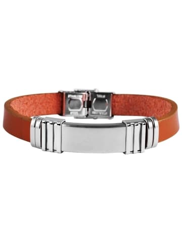Adeliás Unisex Armband – Armreif aus Leder 21,5 cm in braun