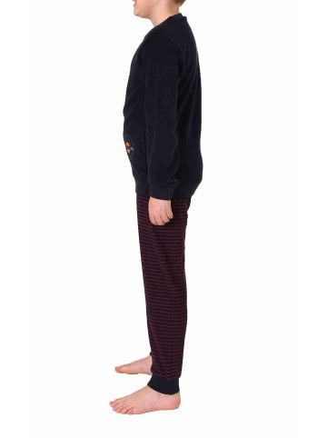 NORMANN langarm Frottee Schlafanzug Pyjama Bündchen - 77732 in rot