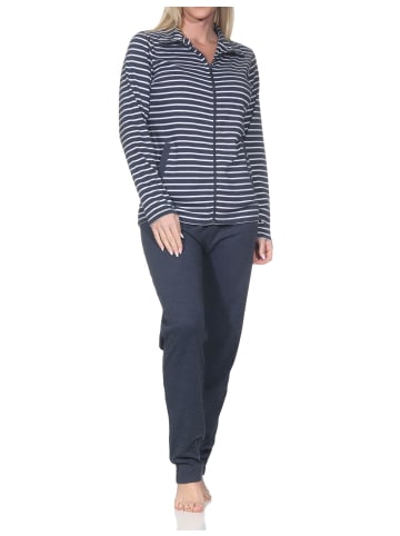 NORMANN Interlock Hausanzug langarm in navy-mel.