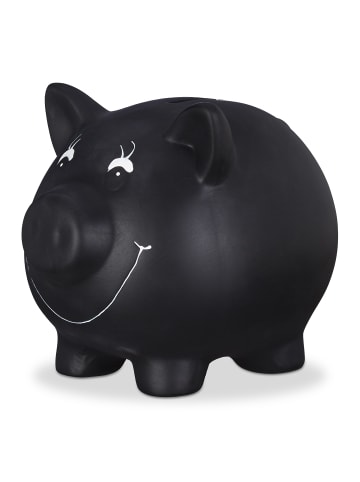 relaxdays 3x Sparschwein in Schwarz - (B)17 x (H)14 x (T)13 cm