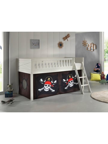 58 aufm Kessel KINDERBETT Karyl 208x114x135 Massivholz Weiß Textilset Caribian Pirate