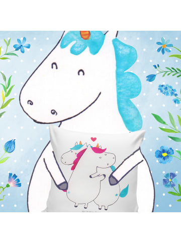 Mr. & Mrs. Panda Mikrofaser Kissen Einhorn Mitteilung ohne Spruch in Weiß