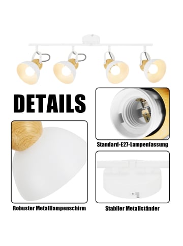 ZMH Deckenleuchte in weiß rund 4-flammige E27 350° schwenkbar Deckenspot