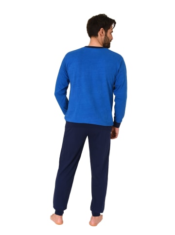 NORMANN langarm Schlafanzug Bündchen Pyjama - 83222 in blau