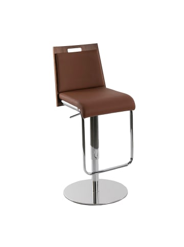 Angel Cerdá Drehbarer Hocker 4072 in Braun/Walnuss/Stahl – (B)48 x (H)84 x (T)40 cm