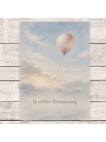 Trauerspruchkarte Ballon würdevoll Design mit S... in Weiß