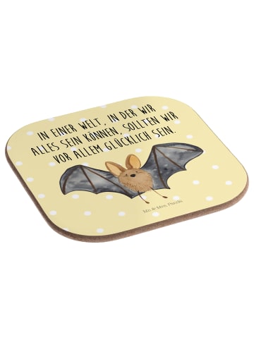 Mr. & Mrs. Panda Glasuntersetzer Fledermaus Flügel mit Spruch in Gelb Pastell