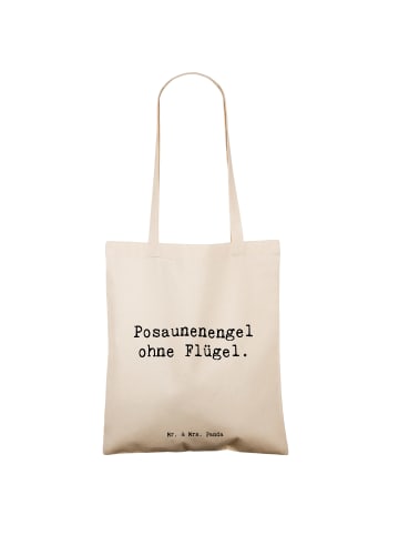 Mr. & Mrs. Panda Tasche Spruch Engel Posaune mit Spruch in Creme