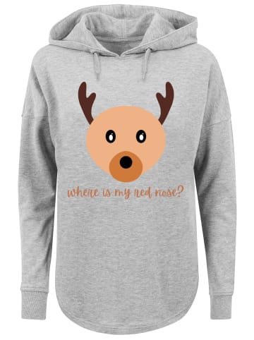 F4NT4STIC Oversized Hoodie Red Nose Weihnachten in grau