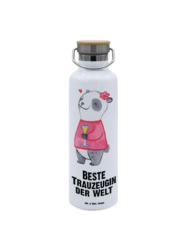Mr. & Mrs. Panda Trinkflasche Aus Edelstahl Panda Beste Trauzeug... in Weiß
