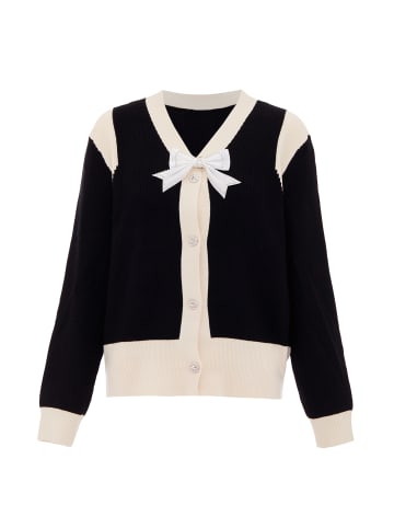 CHANI Strickjacke in Schwarz Wollweiss