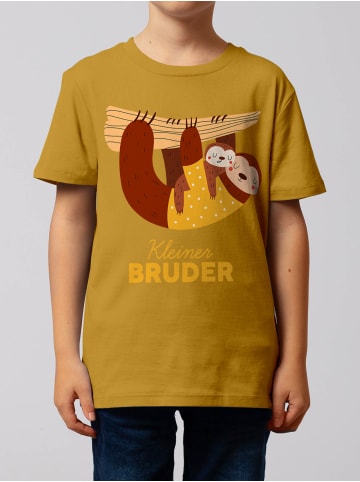 wat? Apparel T-Shirt Faultier Kleiner Bruder in Ocker