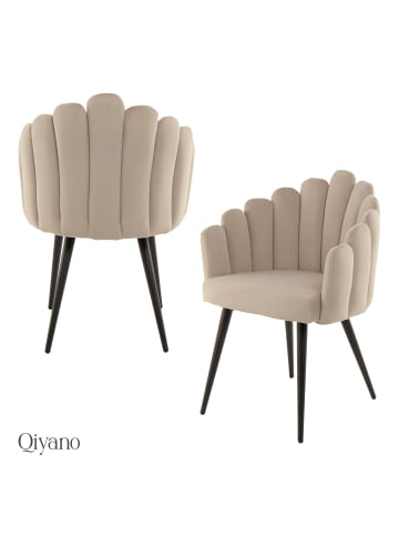 Qiyano Esszimmerstuhl Lani mit Armlehne in Muschel-Form Beige
