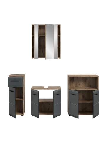 ebuy24 Badmöbelset Ice (4-teilig) Schwarz 180 x 30 cm