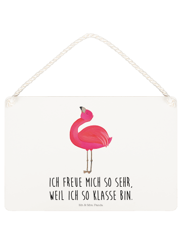 Mr. & Mrs. Panda Schild Flamingo Stolz mit Spruch in Weiß