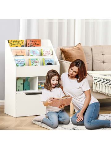 HOMCOM Kinder Bücherregal Weiß